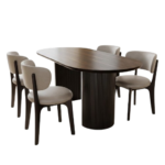 Aria Luxury 6-Seater Oval Charcoal Fluted Dining Set